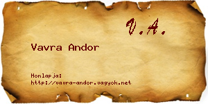 Vavra Andor névjegykártya